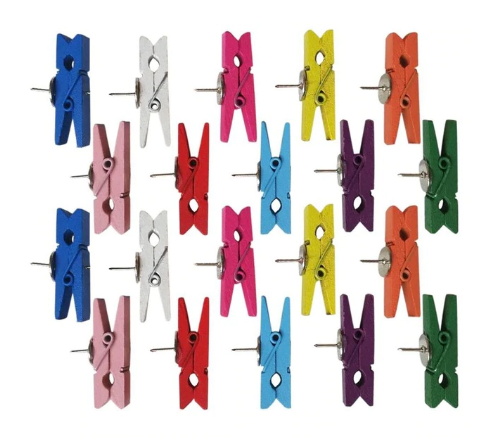 Push pins - Wäscheklammern Holz Farbig - 20 Stück