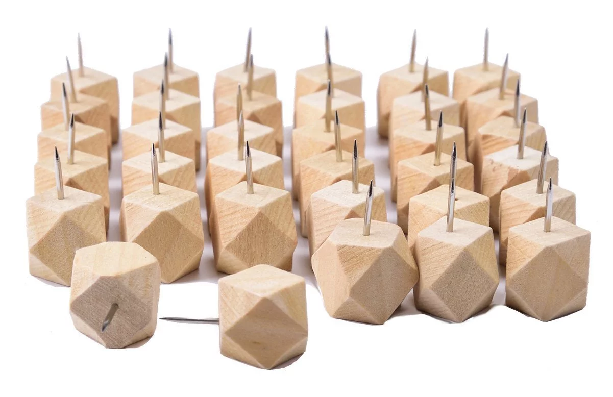 Push pins - holz - XXL - 9 Stück - Polygon