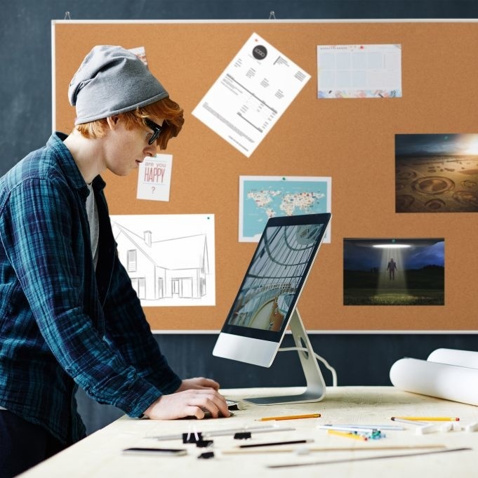 Korkpinnwand - Aluminium - 60 x 90 cm - AKTION