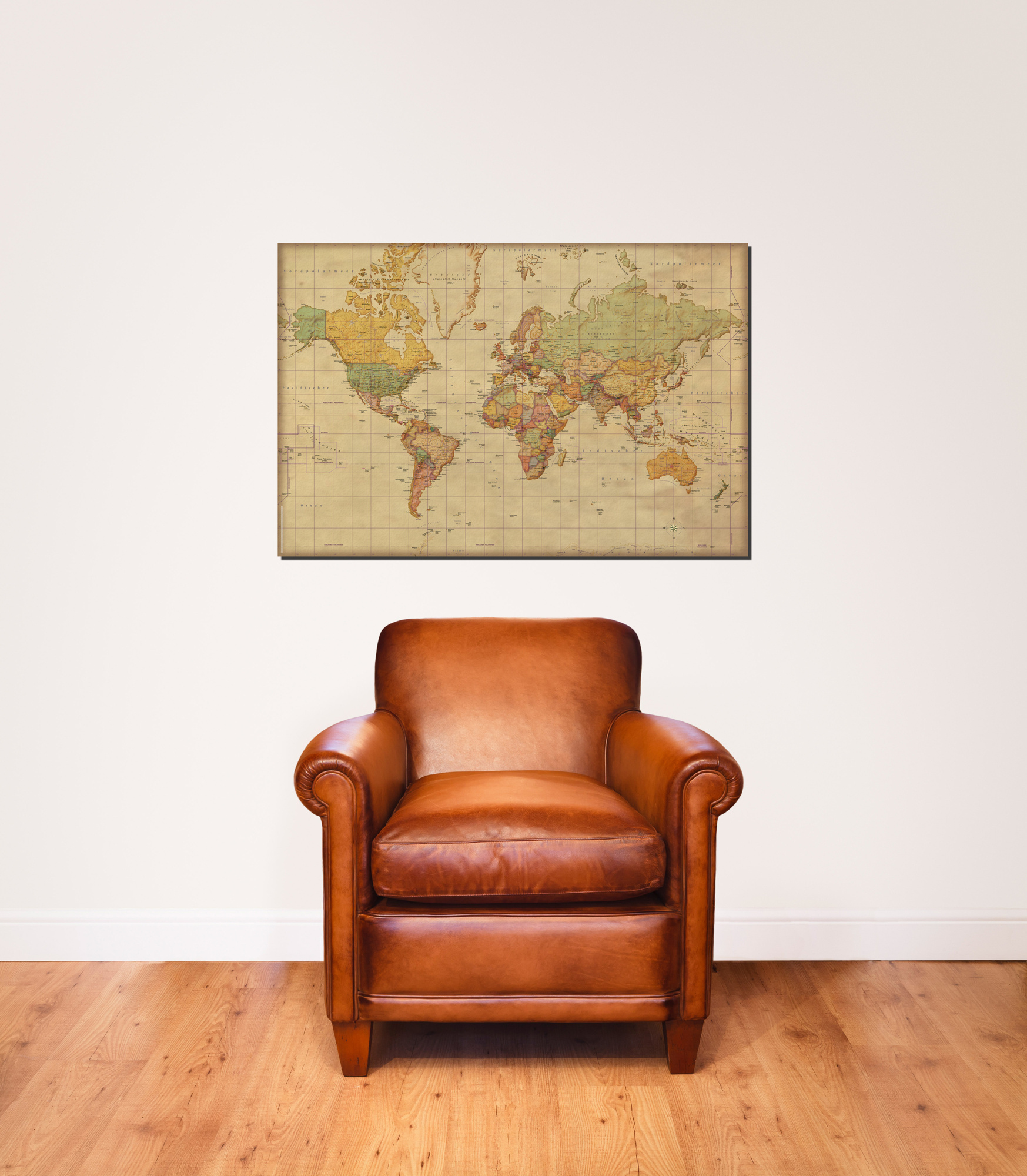 Antike Weltkarte als Pinnwand – 60x90 cm