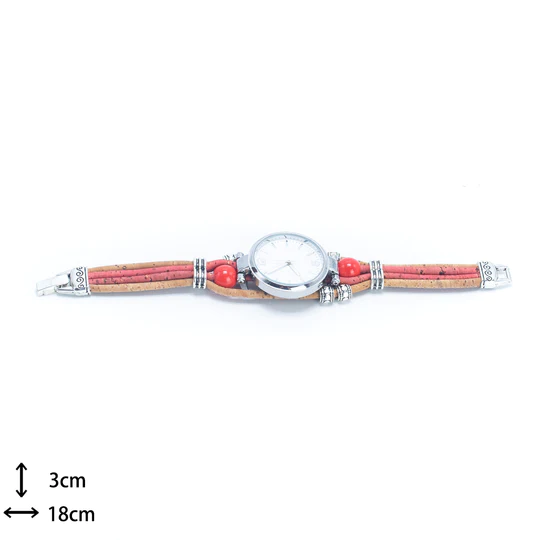 Kork Armbanduhr - Rot