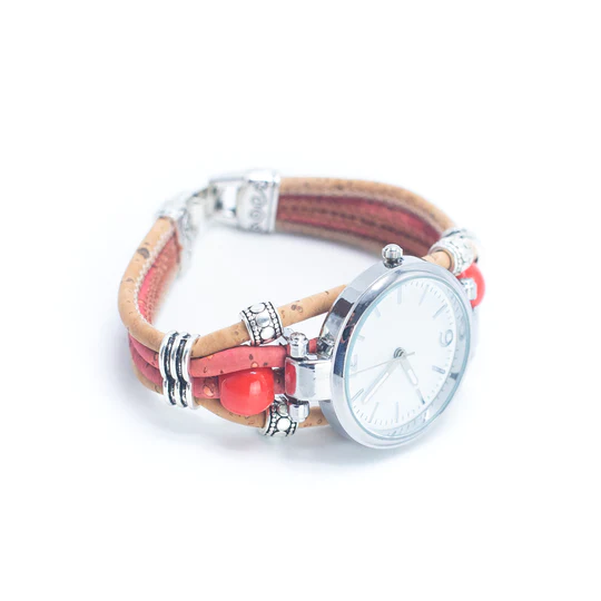 Kork Armbanduhr - Rot