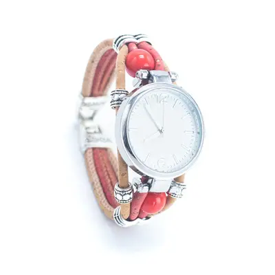 Kork Armbanduhr - Rot