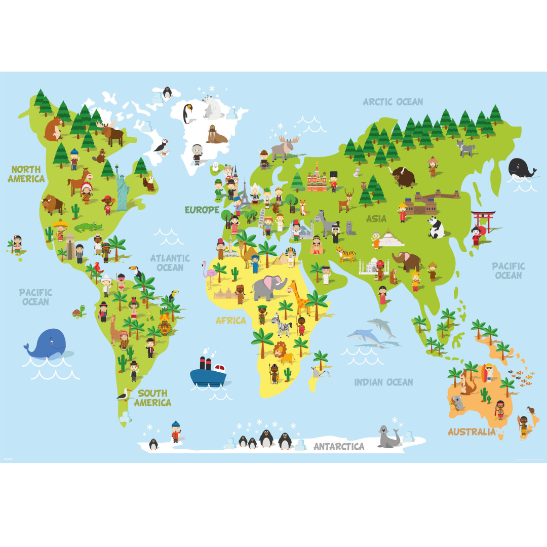 Weltkarte poster Safari – 100 x 140 cm 