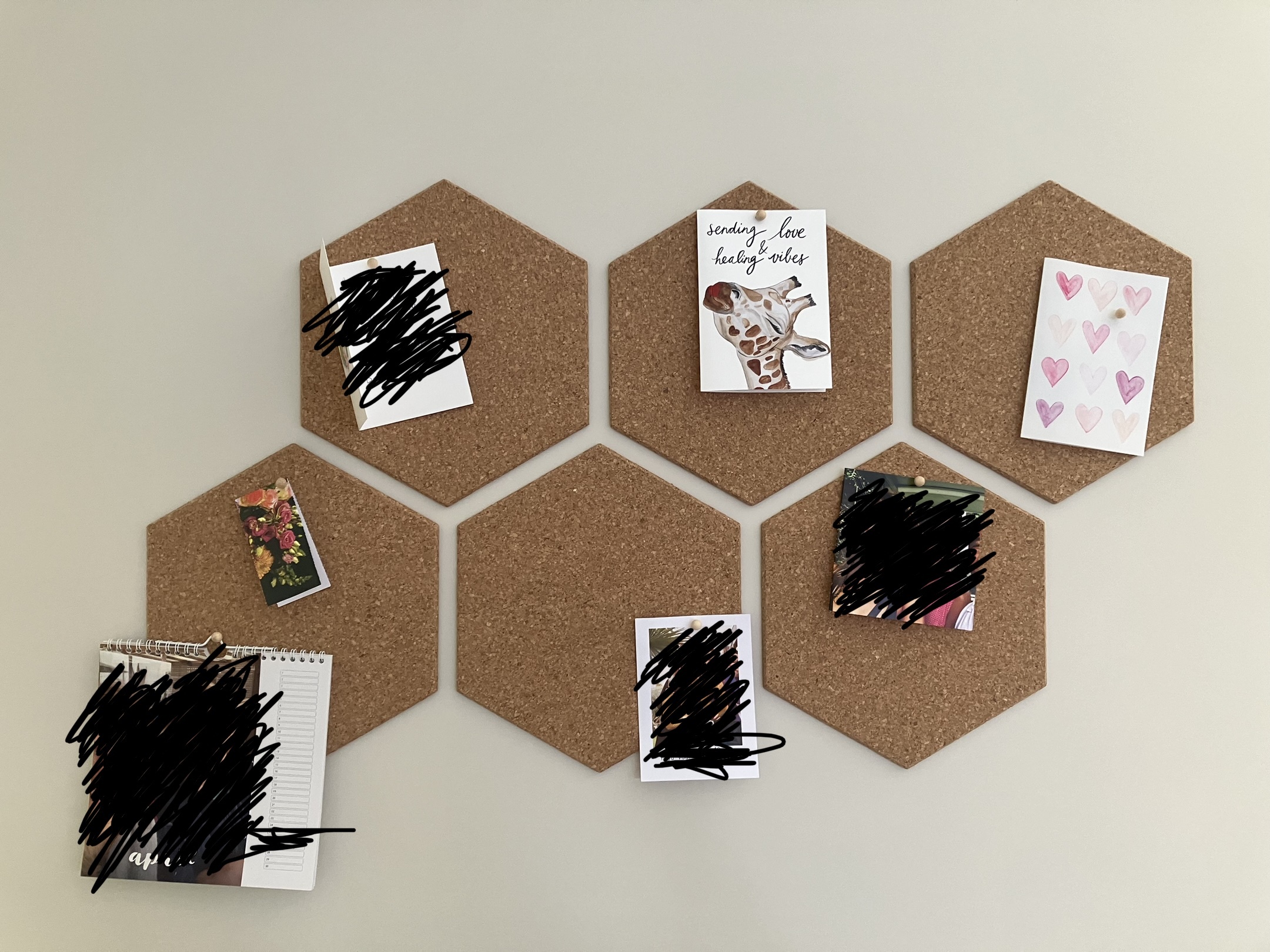 Kork Pinnwand Sechseck - naturel - selbstklebend - 30 x 30 cm - 6 Stück