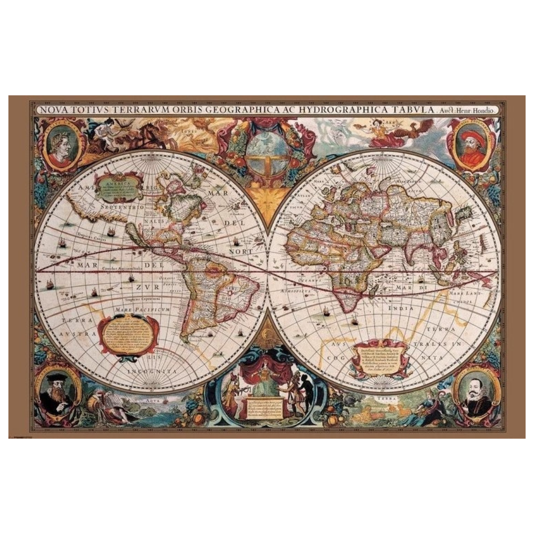 Pinnwand Weltkarte aus Kork – Historische Landkarte 60x90 cm