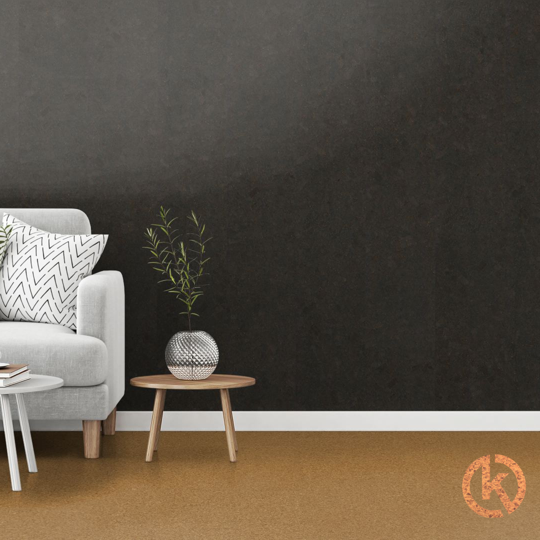 Wandkork ' Mat Coal ' GEWACHST - 4mm. Stärke - Pro m²