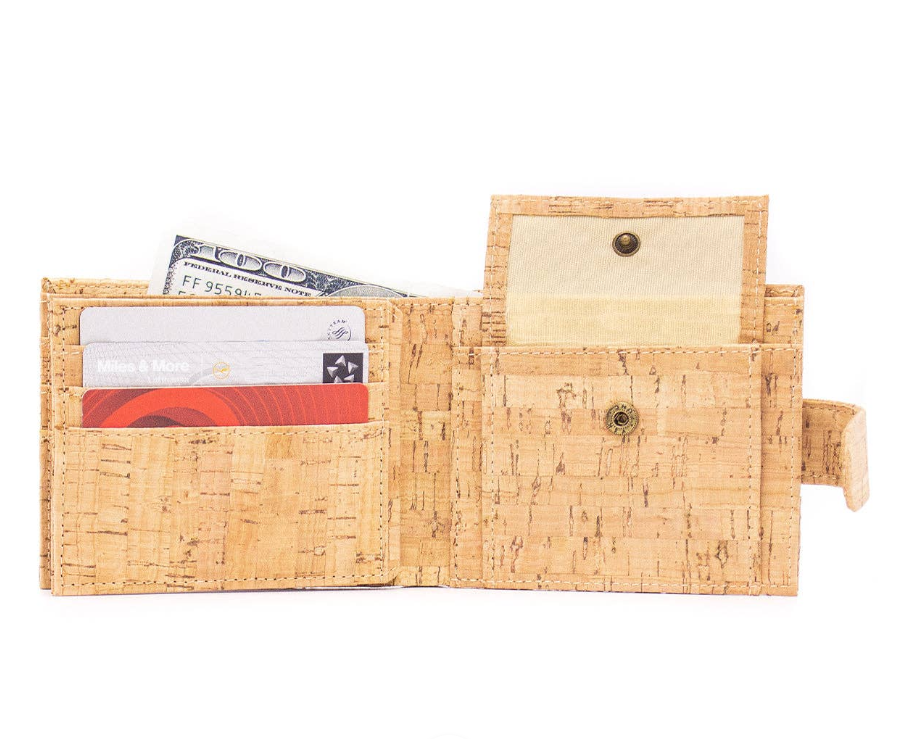 Portemonnaie aus Kork - Natur mit Knopf
