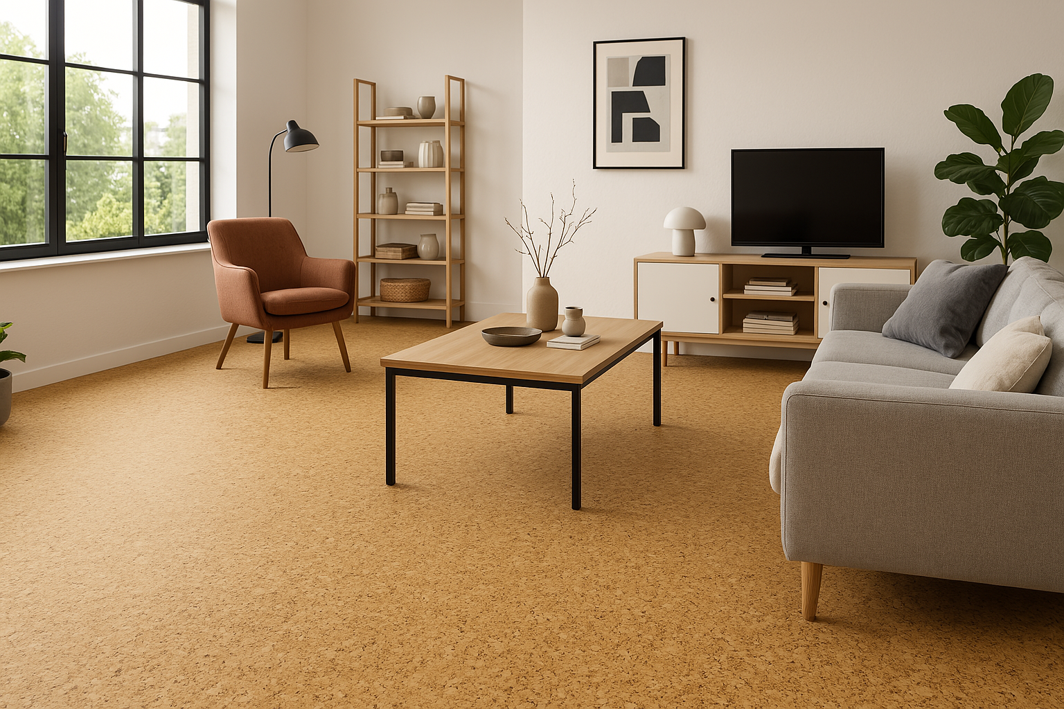 Unlackierter Kork-Klebeboden – Strada – 60 x 30 cm – pro m²