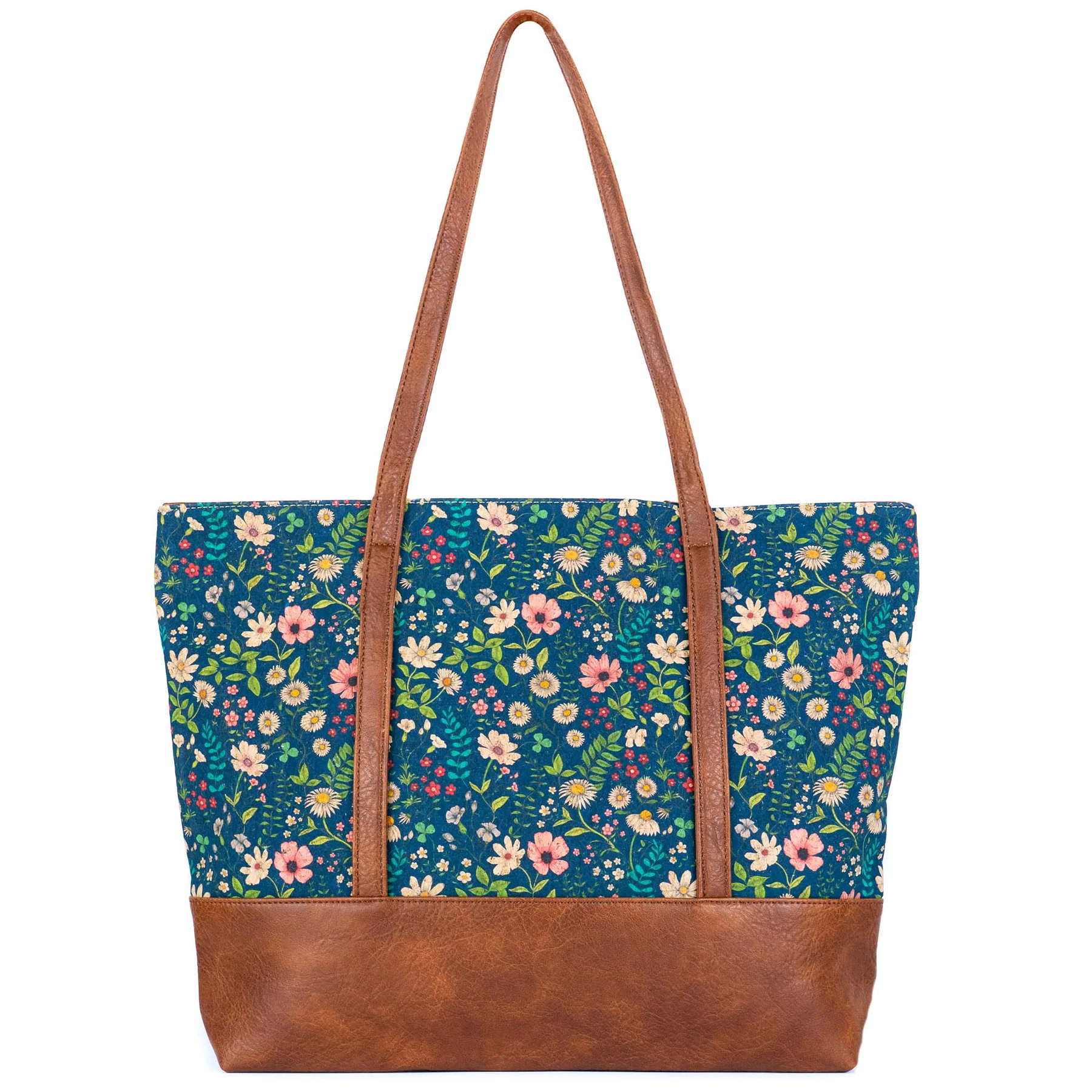 Handtasche fröhliche Blume – Kork & Leder