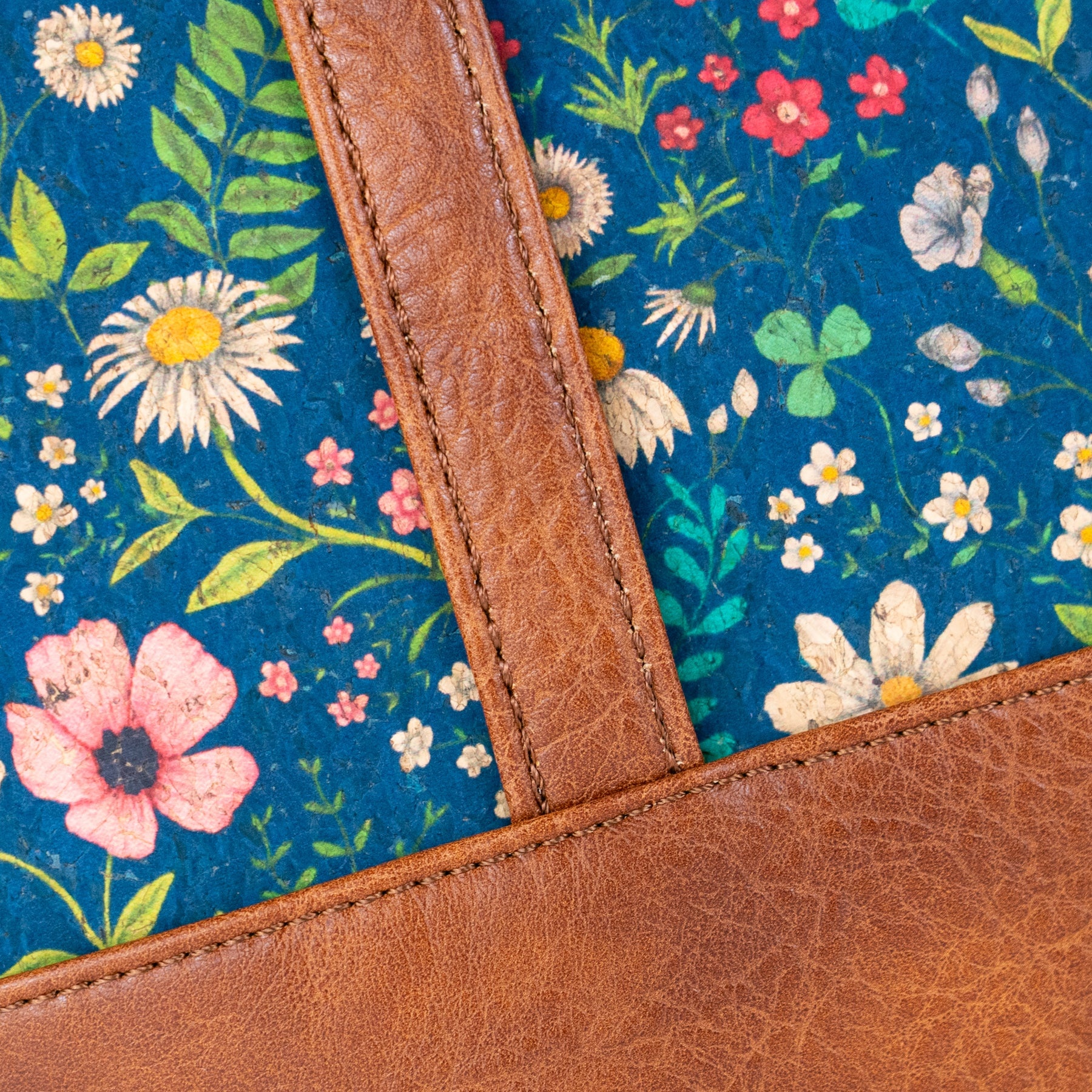 Handtasche fröhliche Blume – Kork & Leder