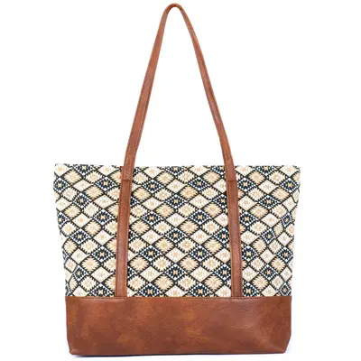 Handtasche – Kork & Leder – Kariert