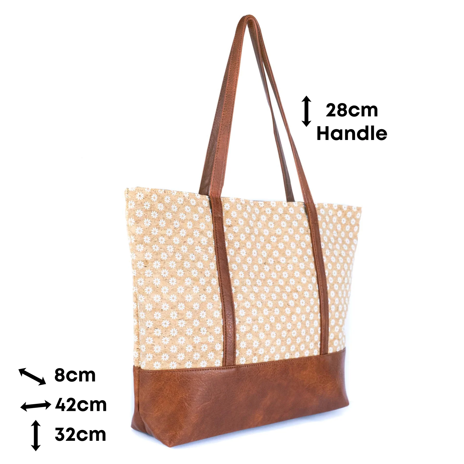 Handtasche – Kork & Leder – Gänseblümchen