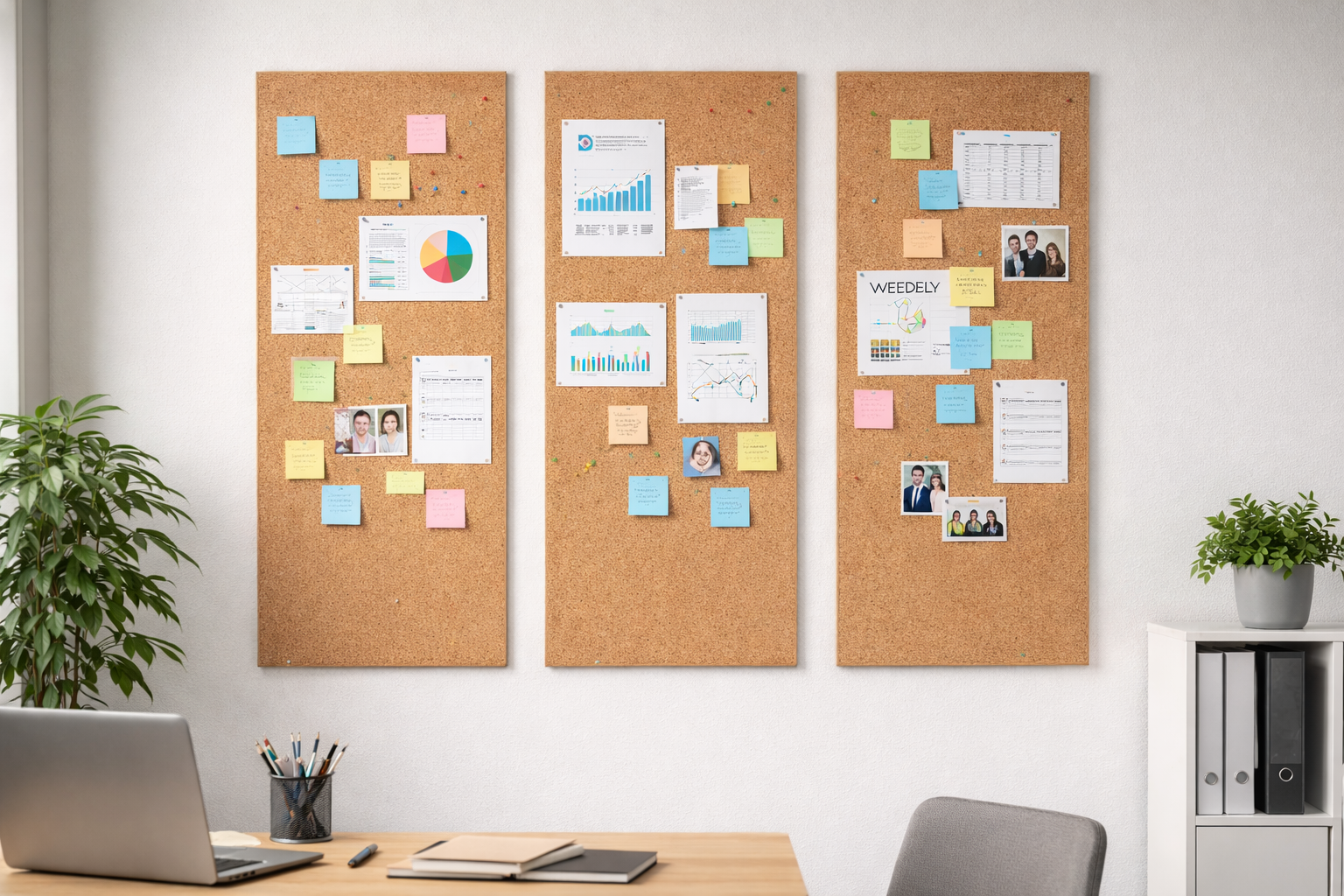 Kork-Pinnwand – Sperrholz – 90 x 120 cm – AKTION – 3-teilig