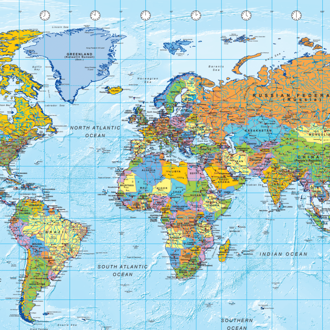 Korkpinnwand Weltkarte - Holzrahmen - 60 x 90 cm