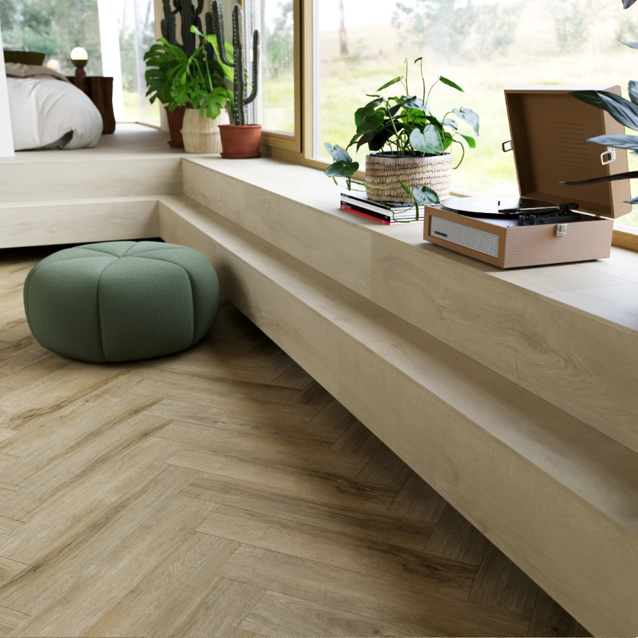 Saffier Promenade Fischgrät – LINDEN – pro m2