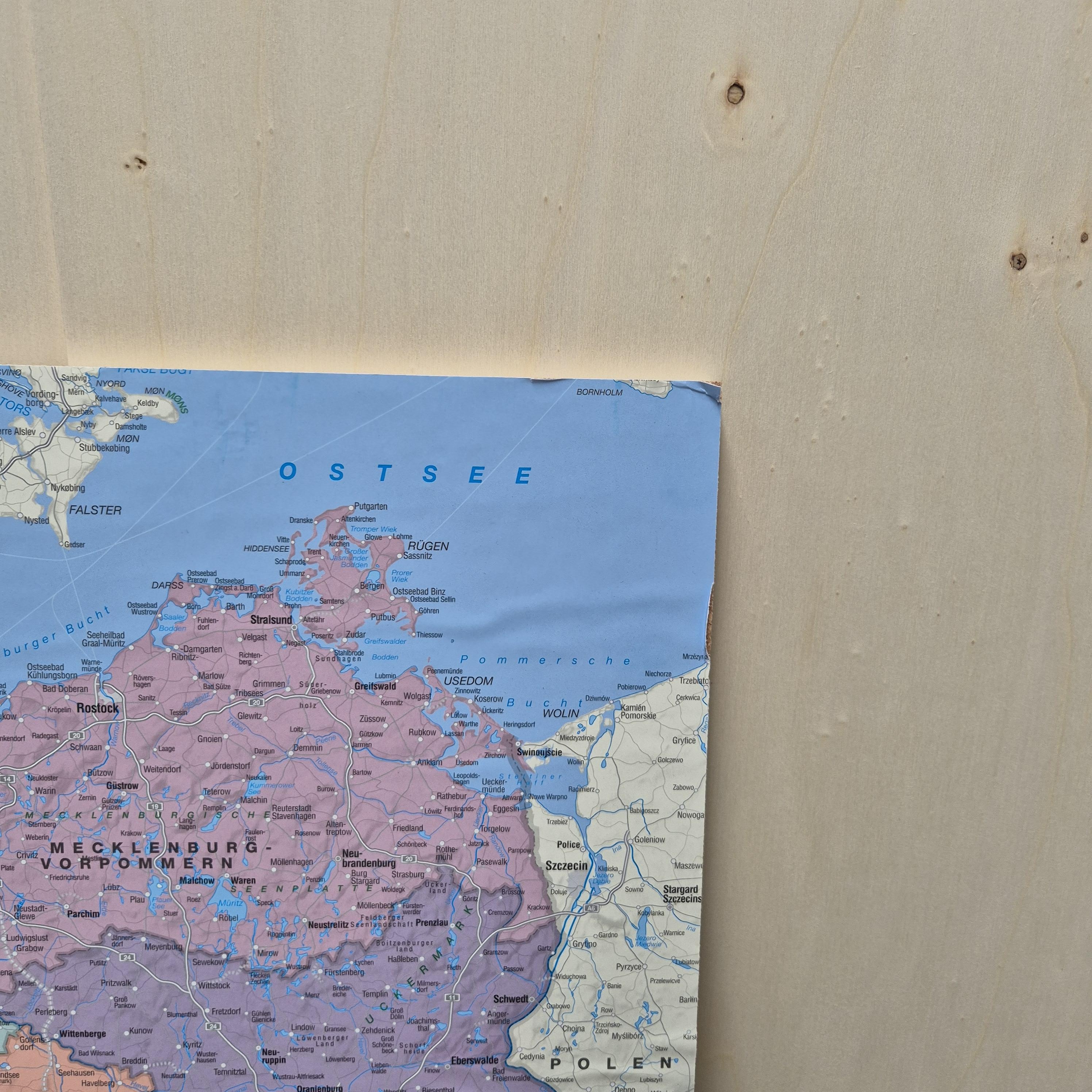 Kork Pinnwand karte Deutschland - 60 x 90 cm - BESCHÄDIGT