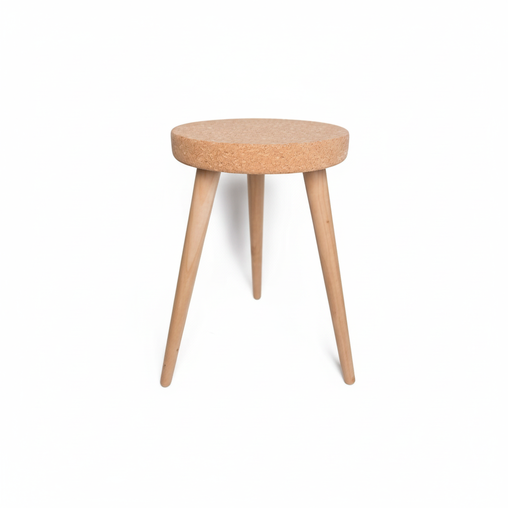 Korkhocker mit Holzfüßen