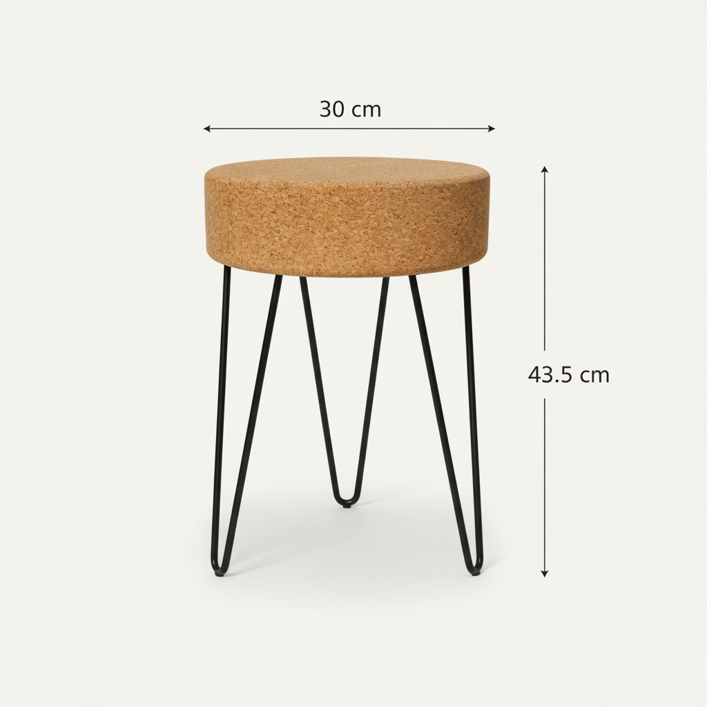 Kork-Zickzack-Tisch - Kork Hocker mit Metallbeinen