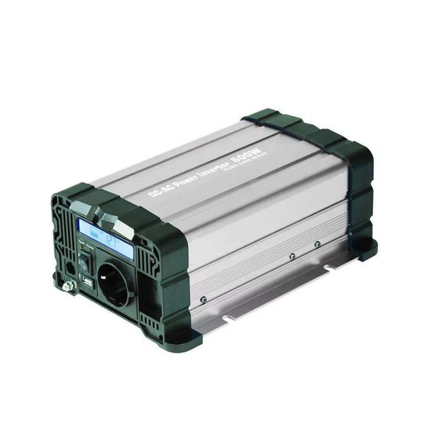 Powerboozt Rhino Omvormer 12 naar 230 volt, 600 watt continue - Zuivere sinus - met LCD display