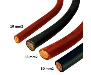 eXODA Batterijkabel 50 mm² 200cm koperen stroomkabel met ringogen M8 rood