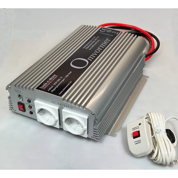 Omvormer 12V naar 230 volt, 1200W continue - piek 2400W - Incl. afstandsbediening