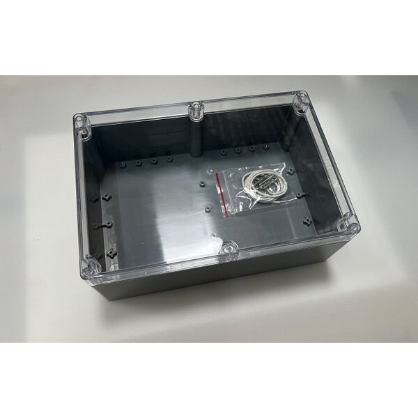 Waterbestendige ABS Behuizing  - Donkergrijs met doorzichtige deksel 265 x 185 x 95mm