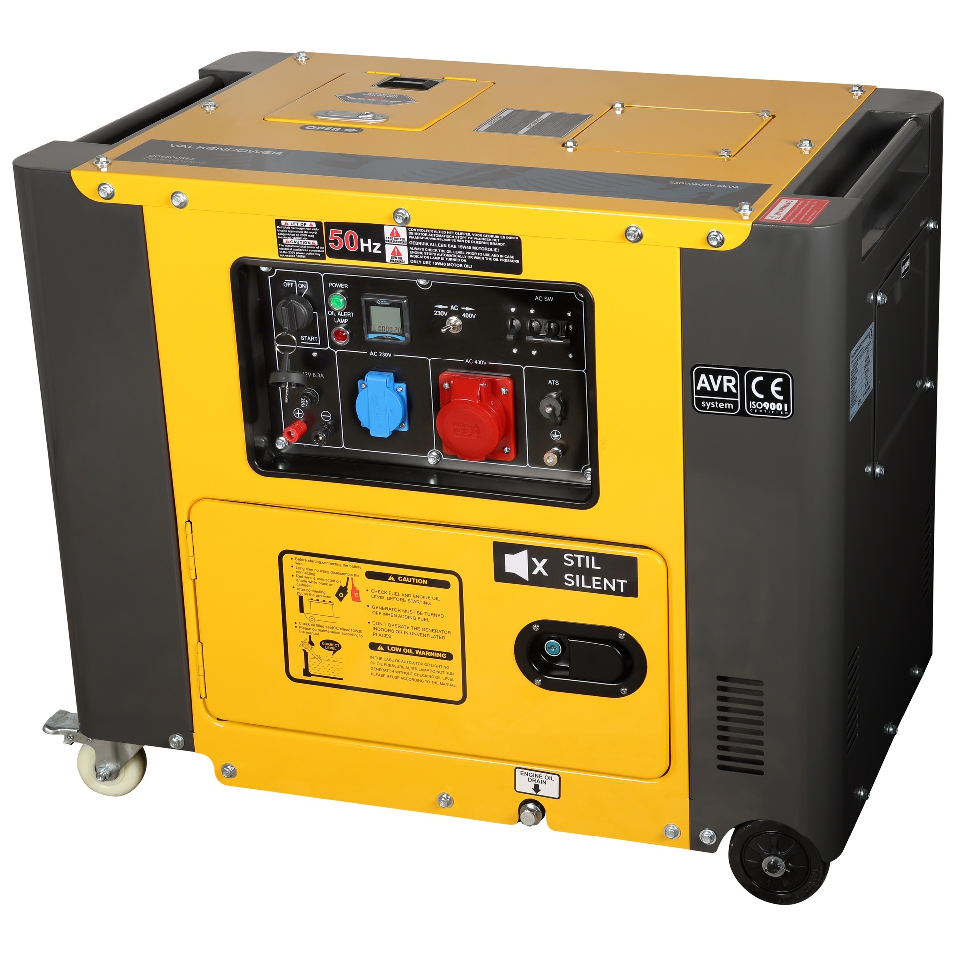 Diesel stroomgenerator 5KW | 1-fase dieselgenerator 230V | diesel stroomgenerator met transportgreep | noodstroomaggregaat 5000W 11,5L tank