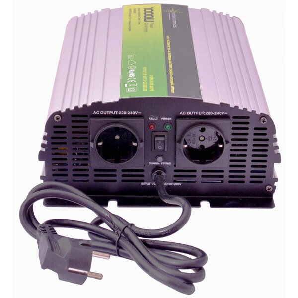Solartronics Zuivere Sinus Omvormer / Acculader / UPS -  12V naar 230V 1000W