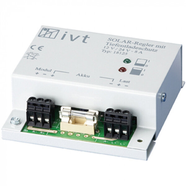 IVT Solar Laadregelaar PWM 12/24V - 8A. Maximaal paneel power 90W / 180W
