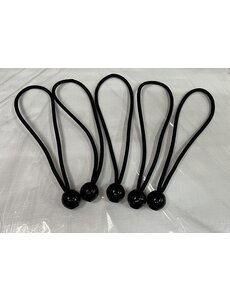  Ball bungee / Spanner met bal - 25 cm x 6mm - per 5, 10 of 25 stuks (Zwart)