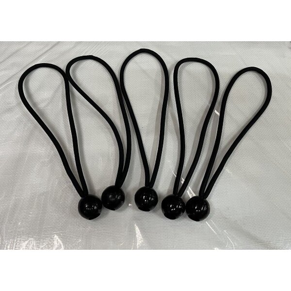 Ball bungee / Spanner met bal - 25 cm x 6mm - per 5, 10 of 25 stuks (Zwart)