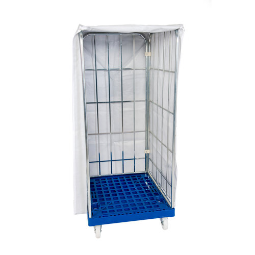 Pokrowiec ochronny do rollkontenera 730 x 820 x 1460 mm - biały z zamkami błyskawicznymi