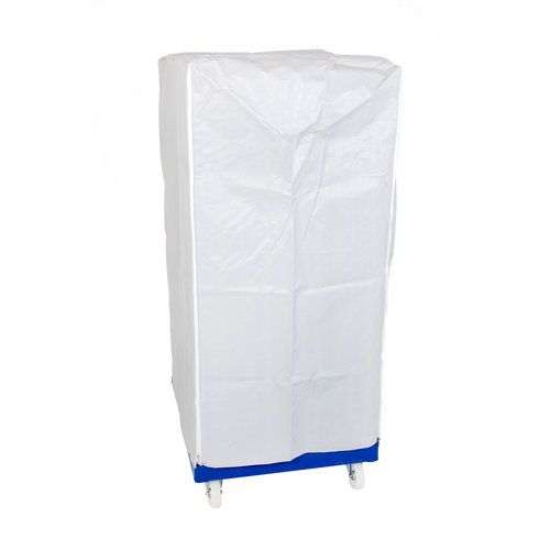 Pokrowiec ochronny do rollkontenera 730 x 820 x 1460 mm - biały z zamkami błyskawicznymi