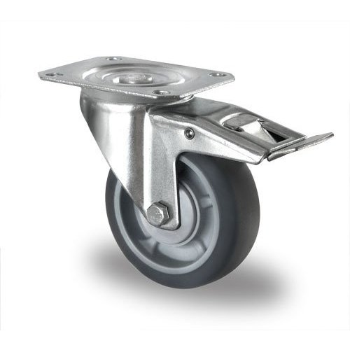 Skrętne kółko fi 100mm z hamulcem i łożyskiem kulkowym - PP / TPR