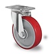 Skrętne kółko do rollkontenerów fi 125 mm czerwono szare PA/PU
