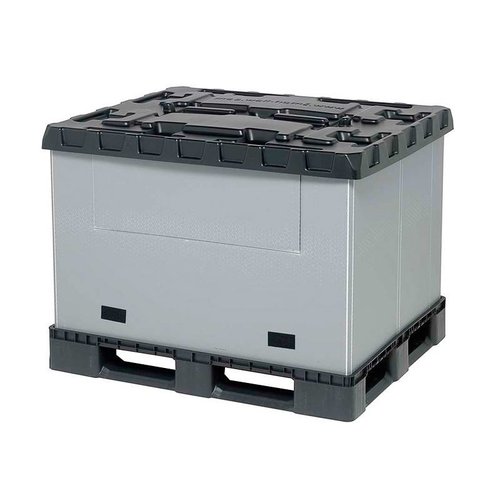 Skrzyniopaleta składana, 3 płozy, uchylna klapa 1227x1027x965 mm