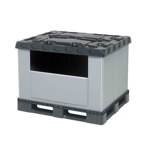 Skrzyniopaleta składana, 3 płozy, uchylna klapa 1227x1027x965 mm