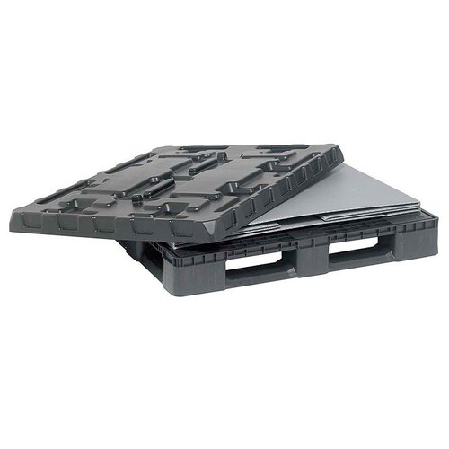 Skrzyniopaleta składana, 3 płozy, uchylna klapa 1227x1027x965 mm