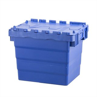 Plastikowy pojemnik gniazdowy do sztaplowania 400x300x320 mm z 2 częściowa pokrywą