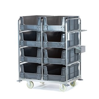 Wózek do kompletacji zamówień 1010x615x1170 mm z 8 pojemnikami Euro 600x400 mm