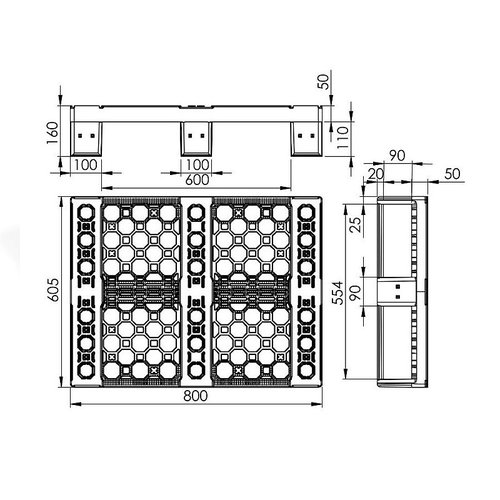 Plastikowa paleta do dystrybucji 800x600x160 - ażurowa