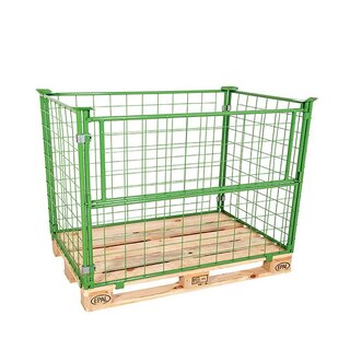 Metalowa nadstawka paletowa z drutu 1200x800x800mm, pomalowana na zielono