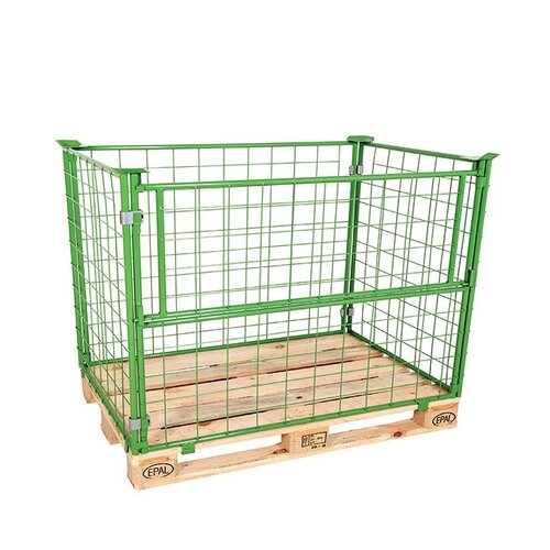 Metalowa nadstawka paletowa z drutu 1200x800x800mm, pomalowana na zielono