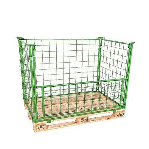 Metalowa nadstawka paletowa z drutu 1200x800x800mm, pomalowana na zielono