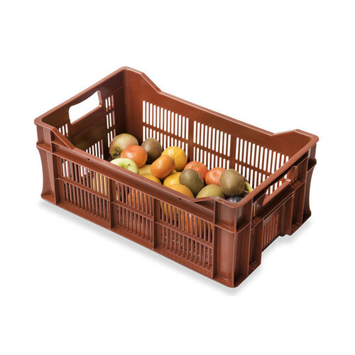 Skrzynka plastikowa na owoce i warzywa 500x300x200 mm - 23 l, ażurowa