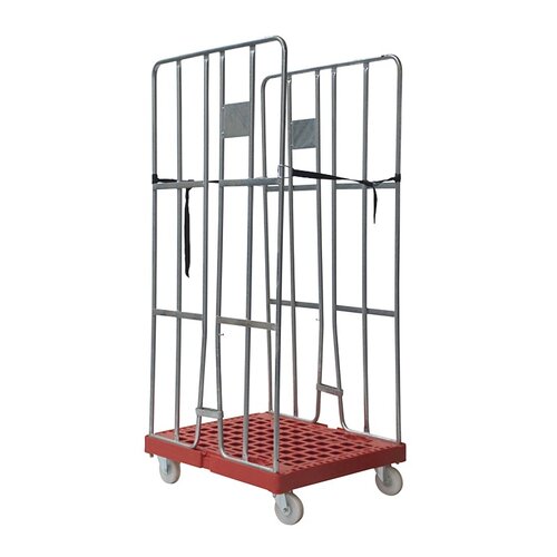 Wózek siatkowy 2-stronny zacisk z bramkami + pasy, 810x680x1680 mm