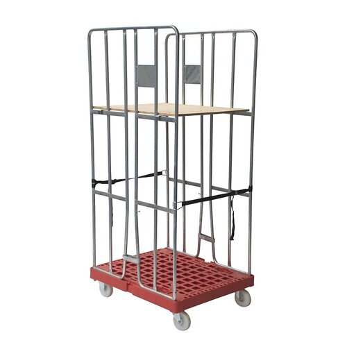 Wózek siatkowy 2-stronny zacisk z bramkami + pasy, 810x680x1680 mm