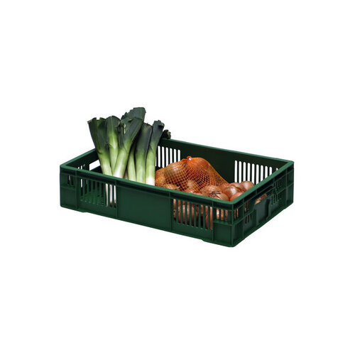 Plastikowa skrzynka na warzywa i owoce 600x400x140 mm - zielona