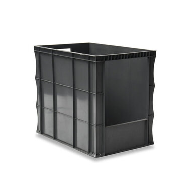 Plastikowy pojemnik Euro 600x400x500 mm - 100 litrów, otwór z przodu